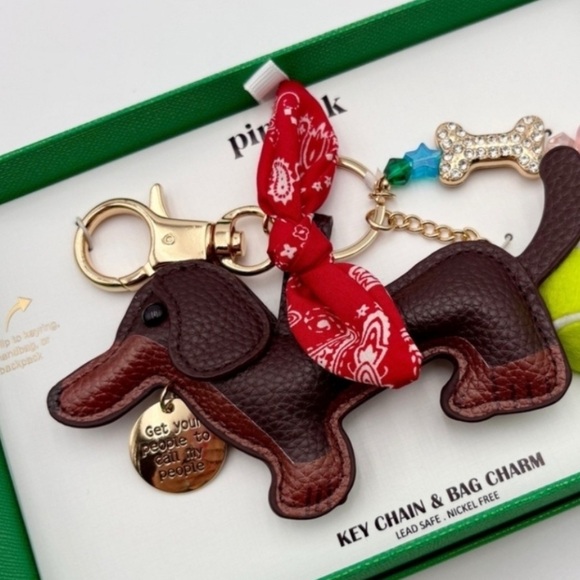 NWT ⚜️🤎⚜️ PIPER K Adorable Dachshund Doggie Key Chain Bag Charm - Picture 5 of 15
